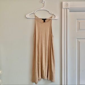 Tan/White striped high neck dress